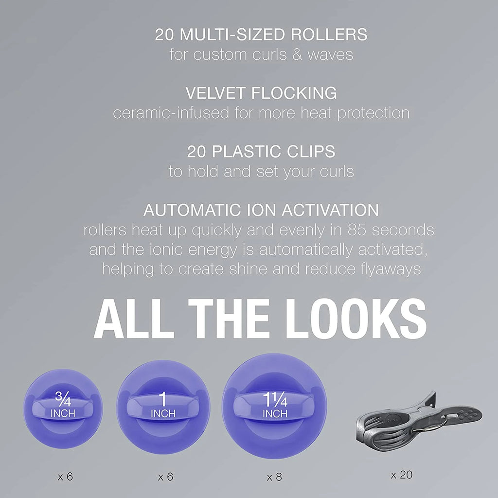 Ceramic Flocked Hot Roller Set with 20 Hair Rollers D401397