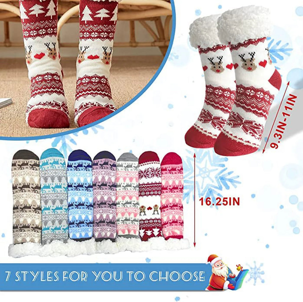 3 Pairs Non Skid Warm Thermal Plush Fuzzy Slipper Socks C297