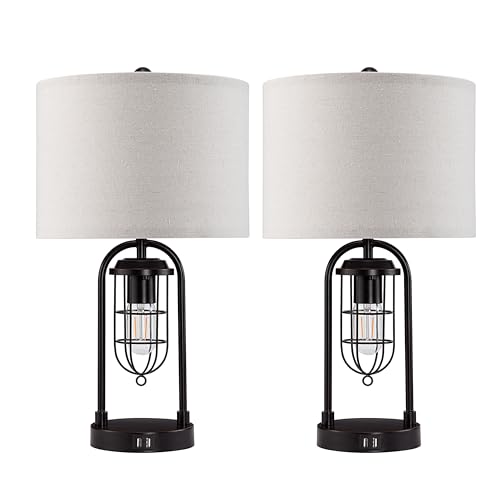 21'' Table Lamps Set of 2 with Night Light and USB Port J125