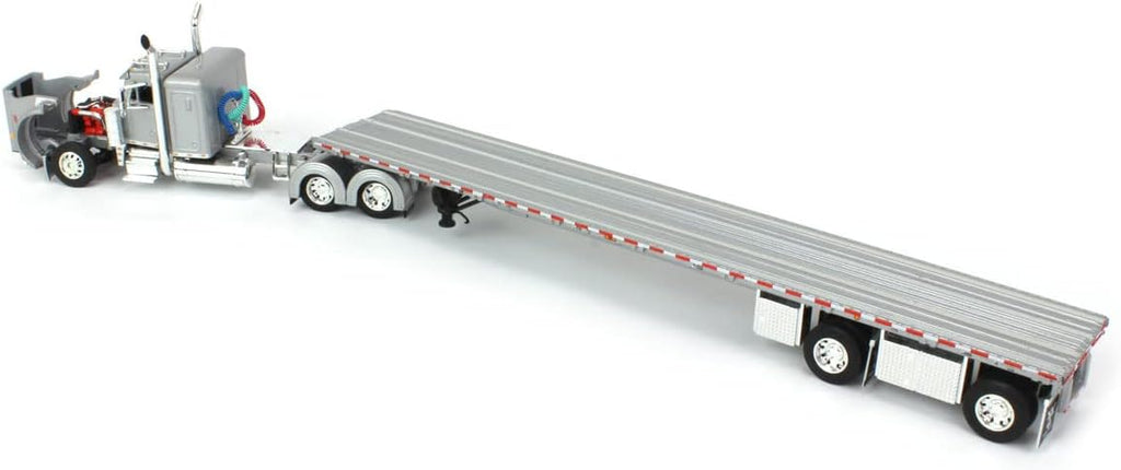 1/64 Silver Peterbilt 359 36" Flattop Sleeper with 53' Wilson Roadbrute Flatbed Trailer F4537