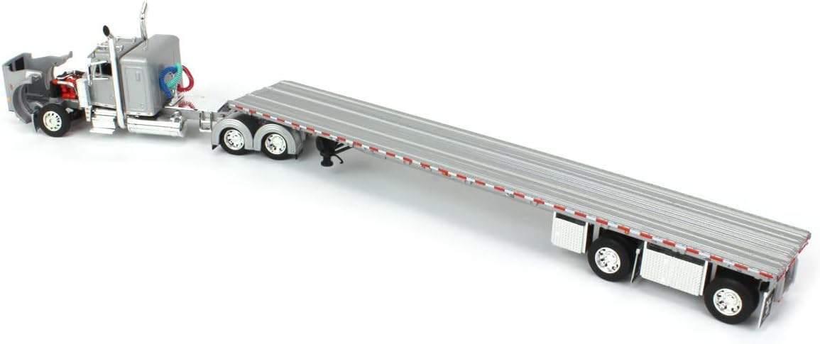 1/64 Silver Peterbilt 359 36" Flattop Sleeper with 53' Wilson Roadbrute Flatbed Trailer F4537