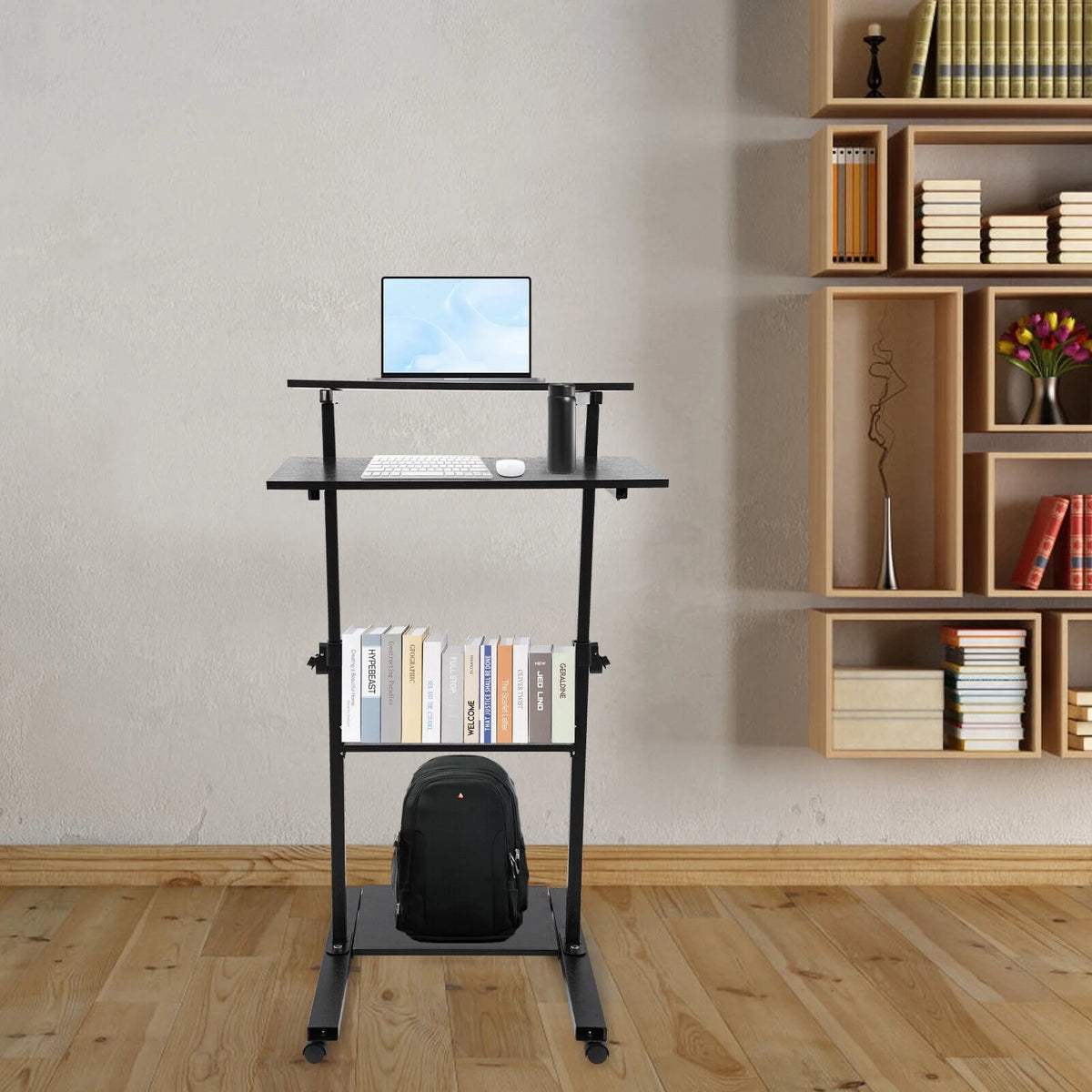 Black Adjustable Mobile Standing Desk C6315