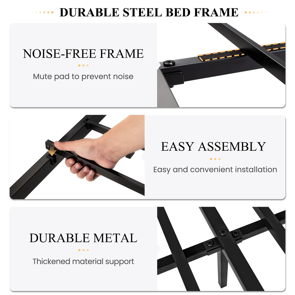 Black Queen Size Metal Platform Bed Frame with Headboard and Underbed Storage Z907