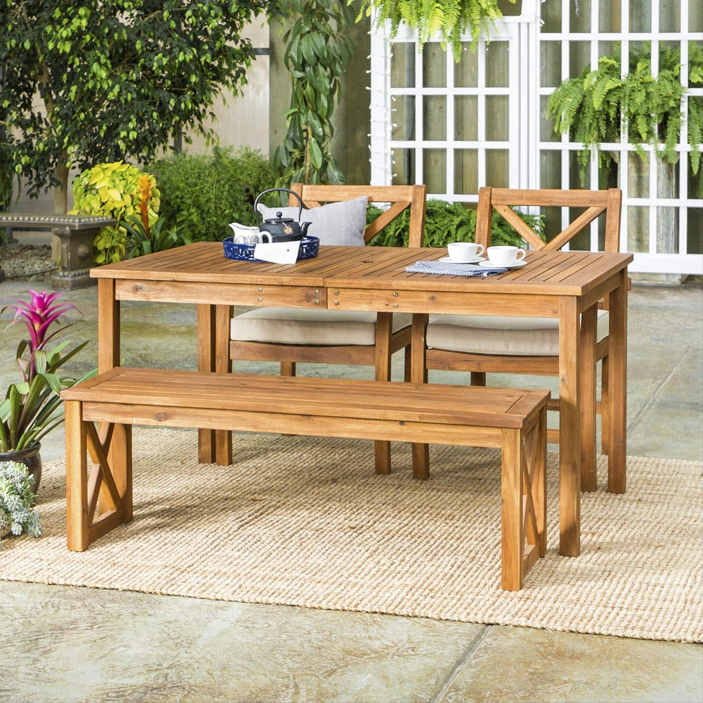 Brown Slatted Outdoor Dining Table K9698