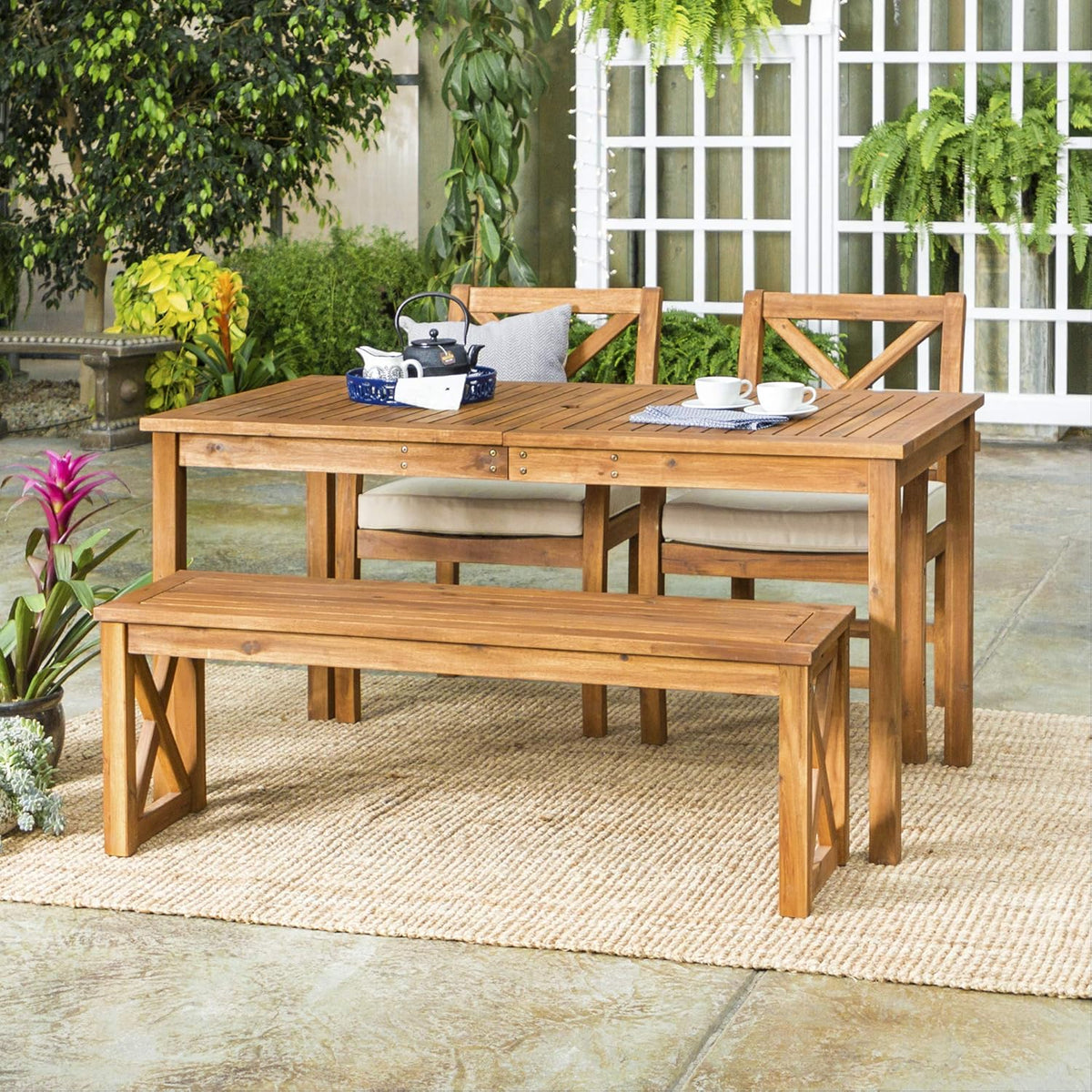 Brown Slatted Outdoor Dining Table K9698