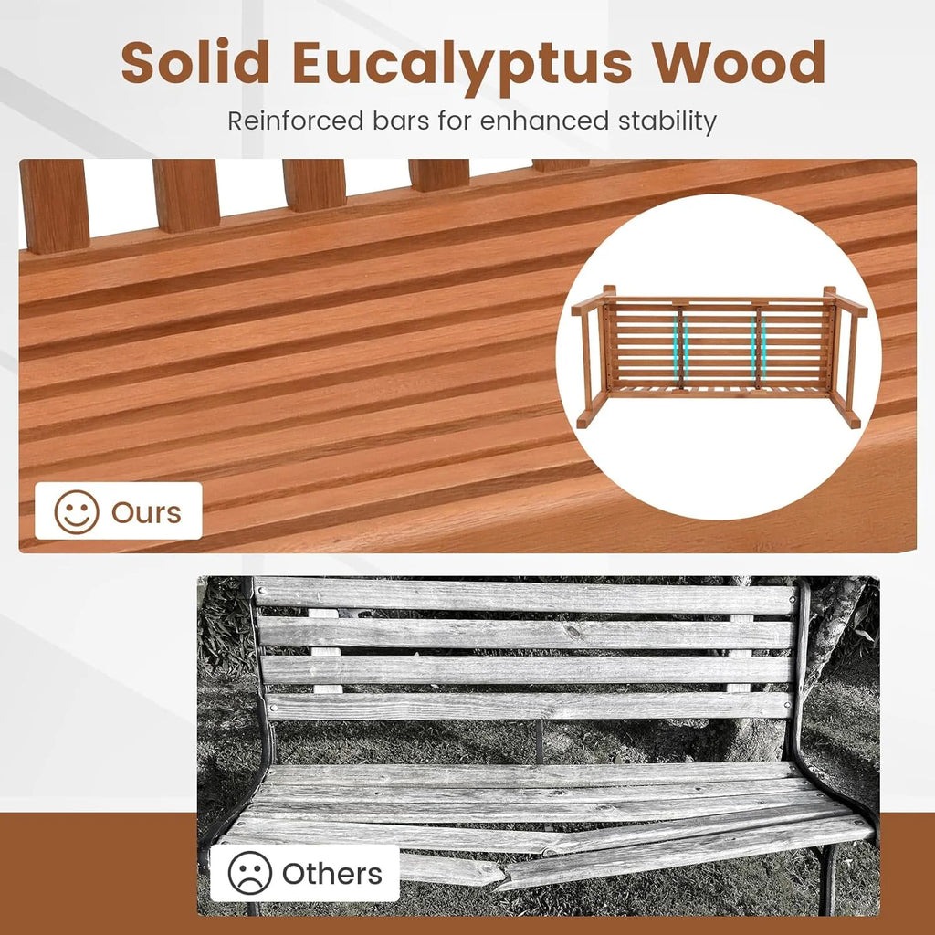 Eucalyptus Wood 2-Person Garden Bench with Backrest R4887