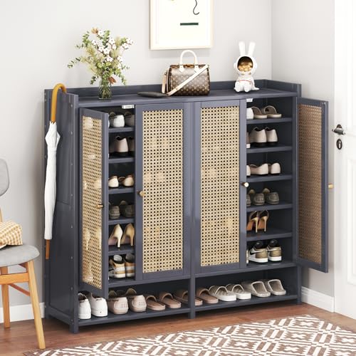 Bamboo 8 Tier Shoe Storage Cabinet with Doors and Drawers P116