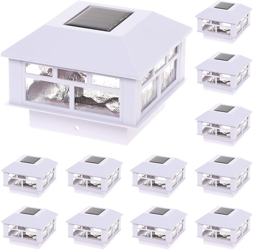 White 8 Pack Solar Powered LED Post Cap Lights Z136