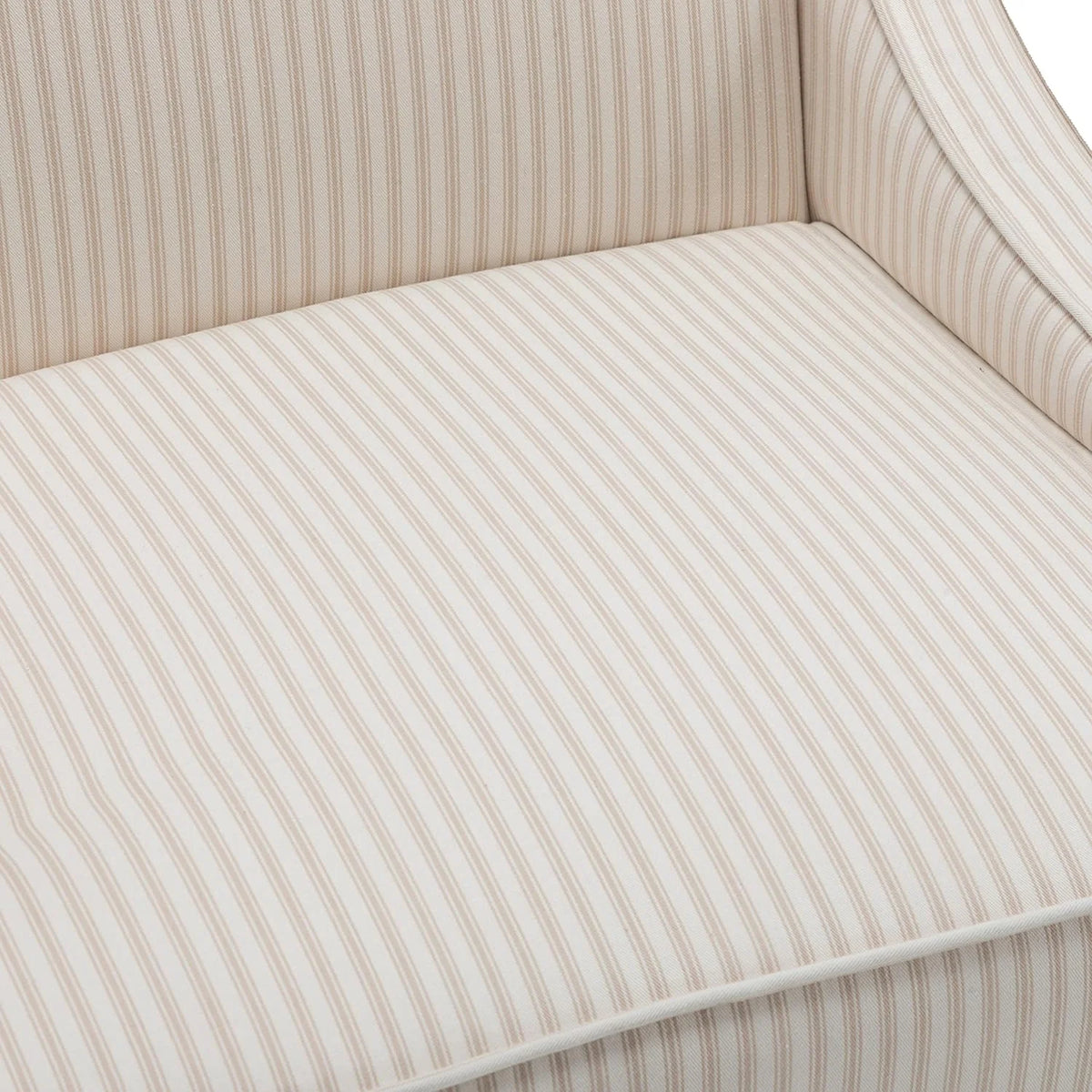 Cream and White Stripe Fabric Accent Chair with Wood Legs C2243
