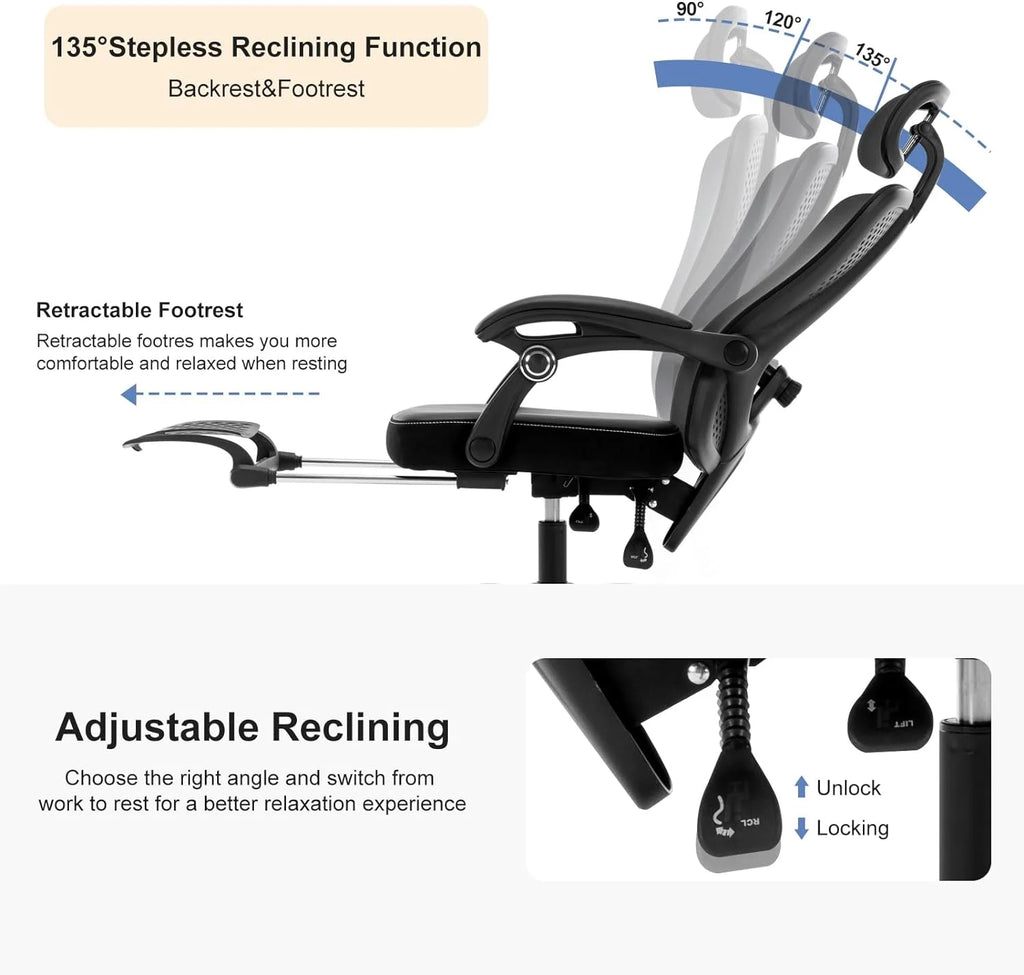 Black Ergonomic High Back Office Chair with Lumbar Support D283