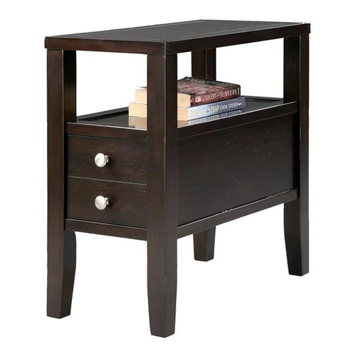 24" 2-drawer Wood End Table in Espresso M5181