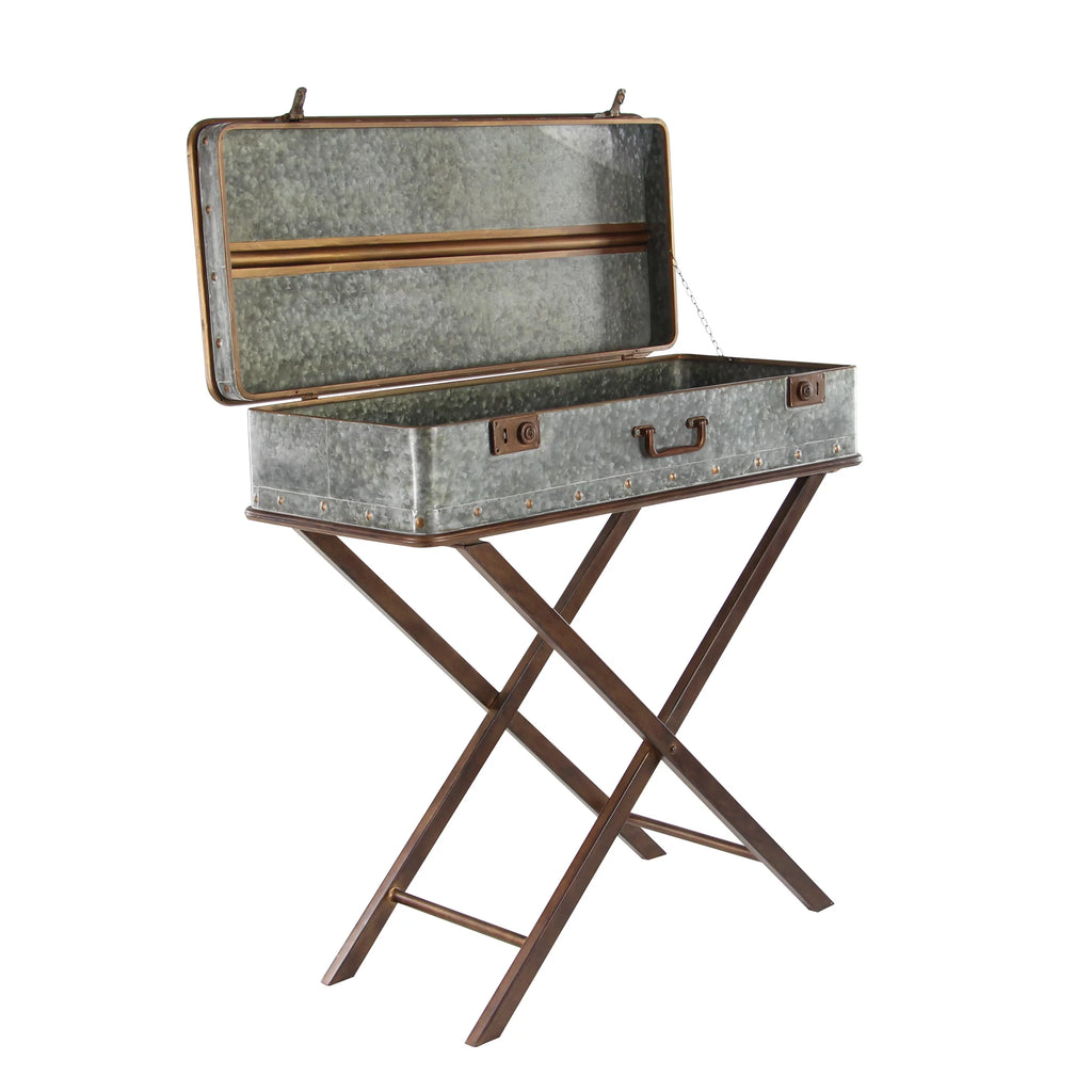 32" x 32" Gray Metal Accent Table E6762