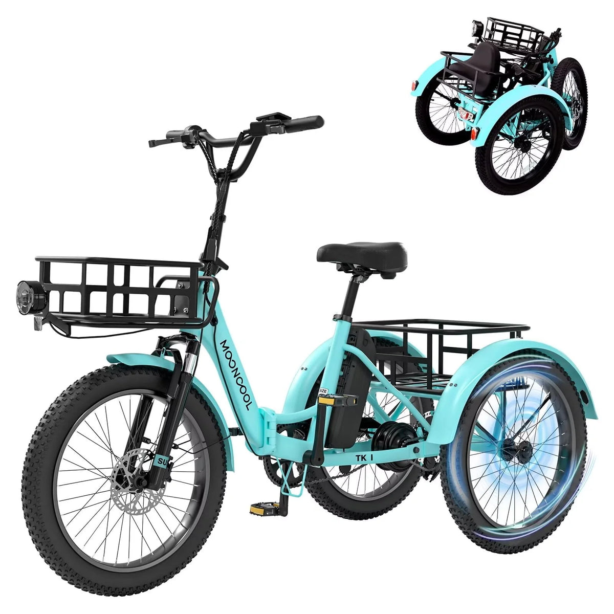 Electric Folding Tricycle with 500W Motor, 48v 14.5Ah Battery, 20*3in Fat Tires Y988