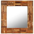 Reclaimed Wood Frame Glass Wall Mirror 23.6 x 23.6 Inches M434