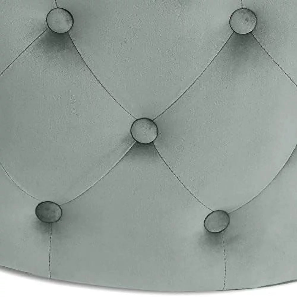 Round Velvet Button Tufted Ottoman Q609