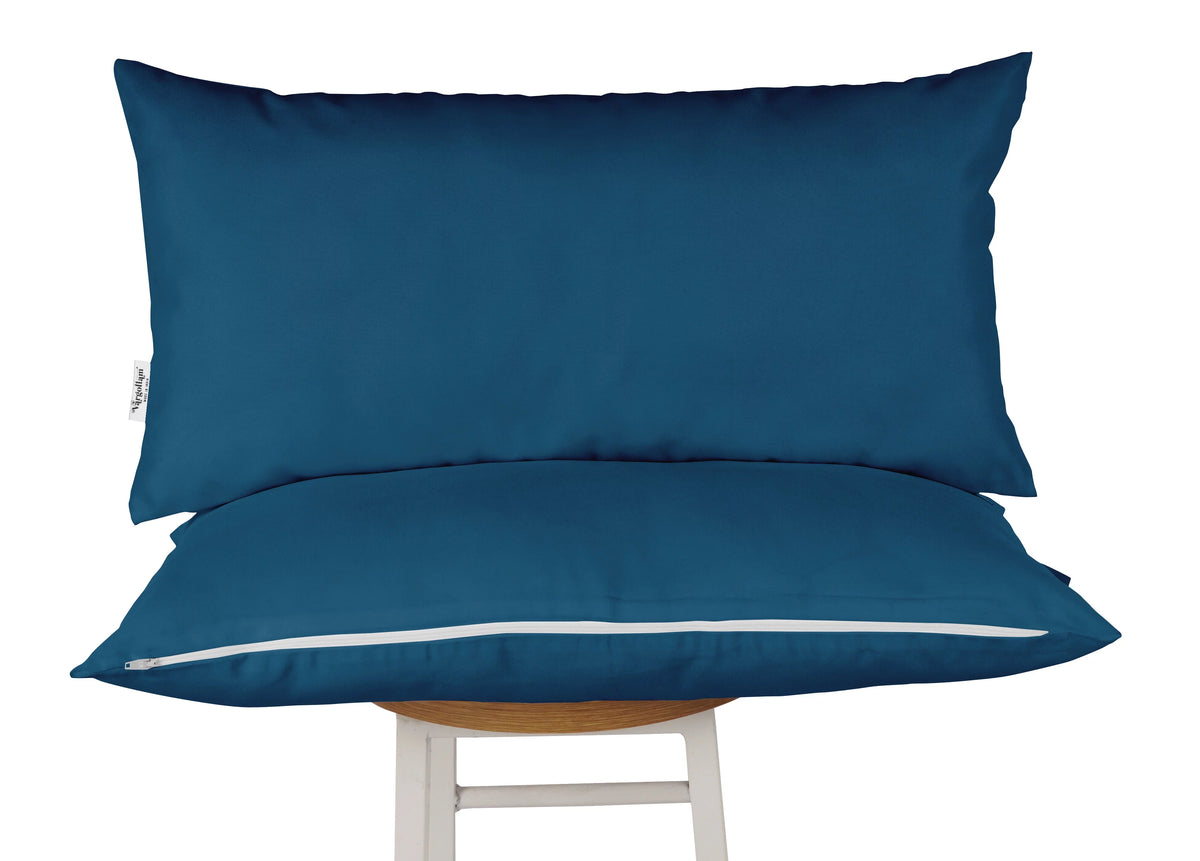 Navy Blue Set of 2 Polyester Lumbar Throw Pillow Z965382