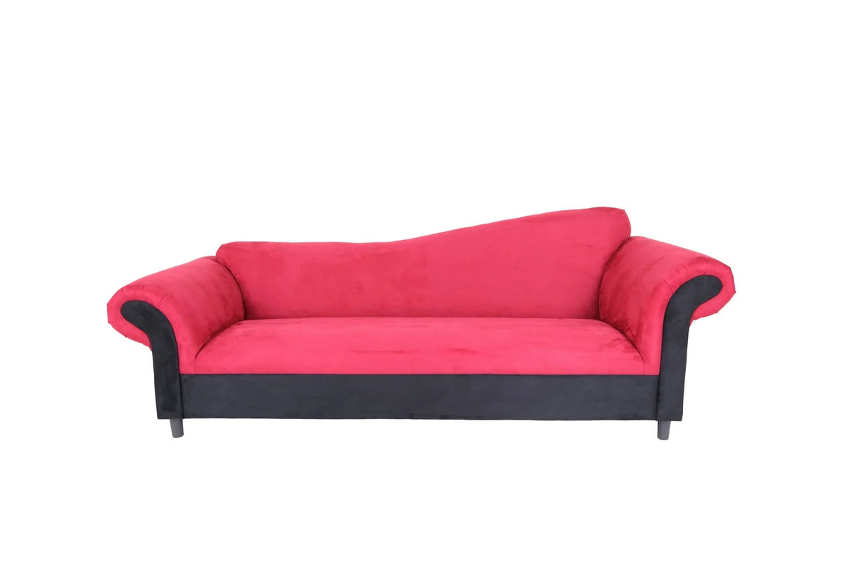 Red Velvet & Black Settee Sofa X411