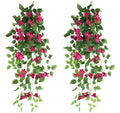 2pcs Artificial Bougainvillea Hanging Flowers 40" Faux Silk Bougainvillea Flower Vines (Rose Red) H7826