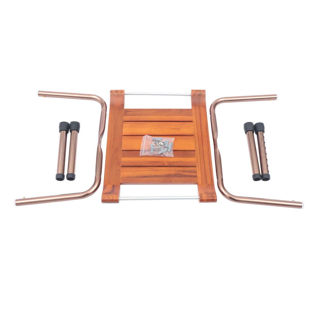 Adjustable Teak Bath Bench Shower Chair 300lbs S75105