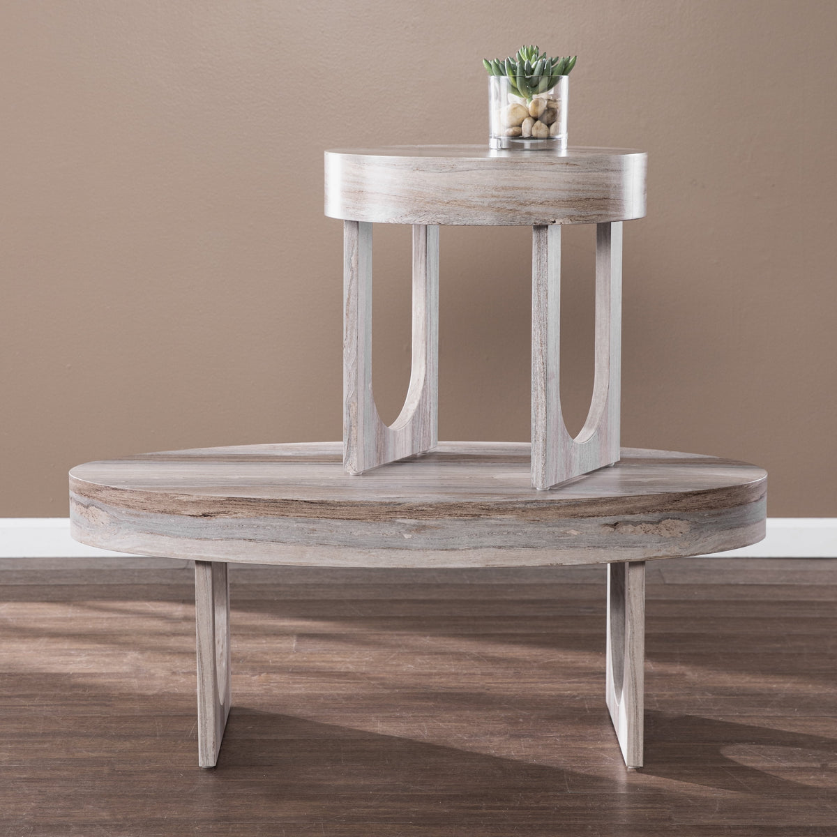 Round Faux Marble End Table E3702