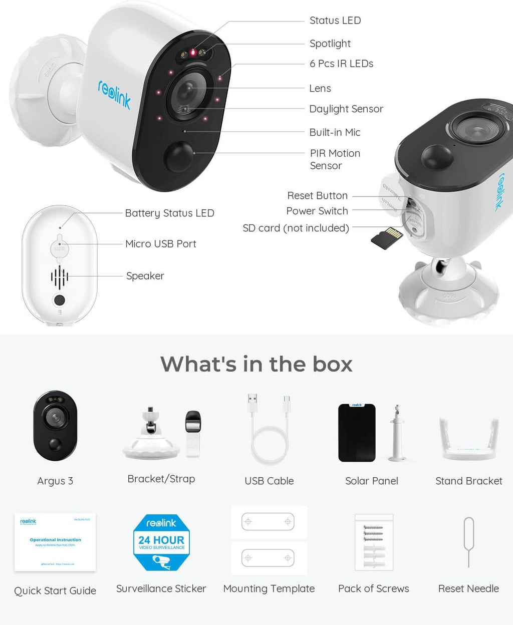 Wireless Battery Solar Powered 2K Resolution Security Camera with Spotlight G247739
