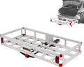 Aluminum Cargo Carrier Basket 49.4 x 22.4 x 7.1 inch for 2" Hitch Receiver 500lb Capacity Silver X18136