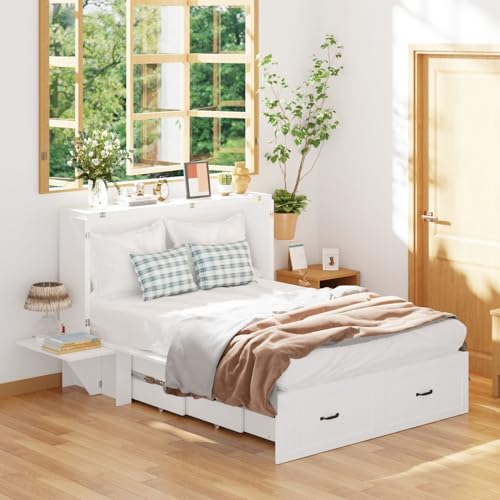 White Twin Murphy Bed with Drawer X6920