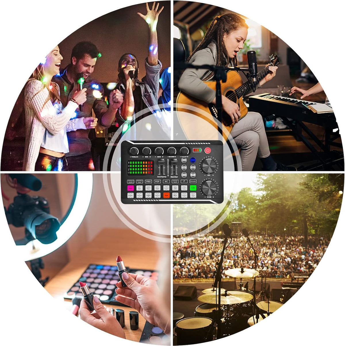 Audio Interface with DJ Mixer and Sound Card Microphone N149