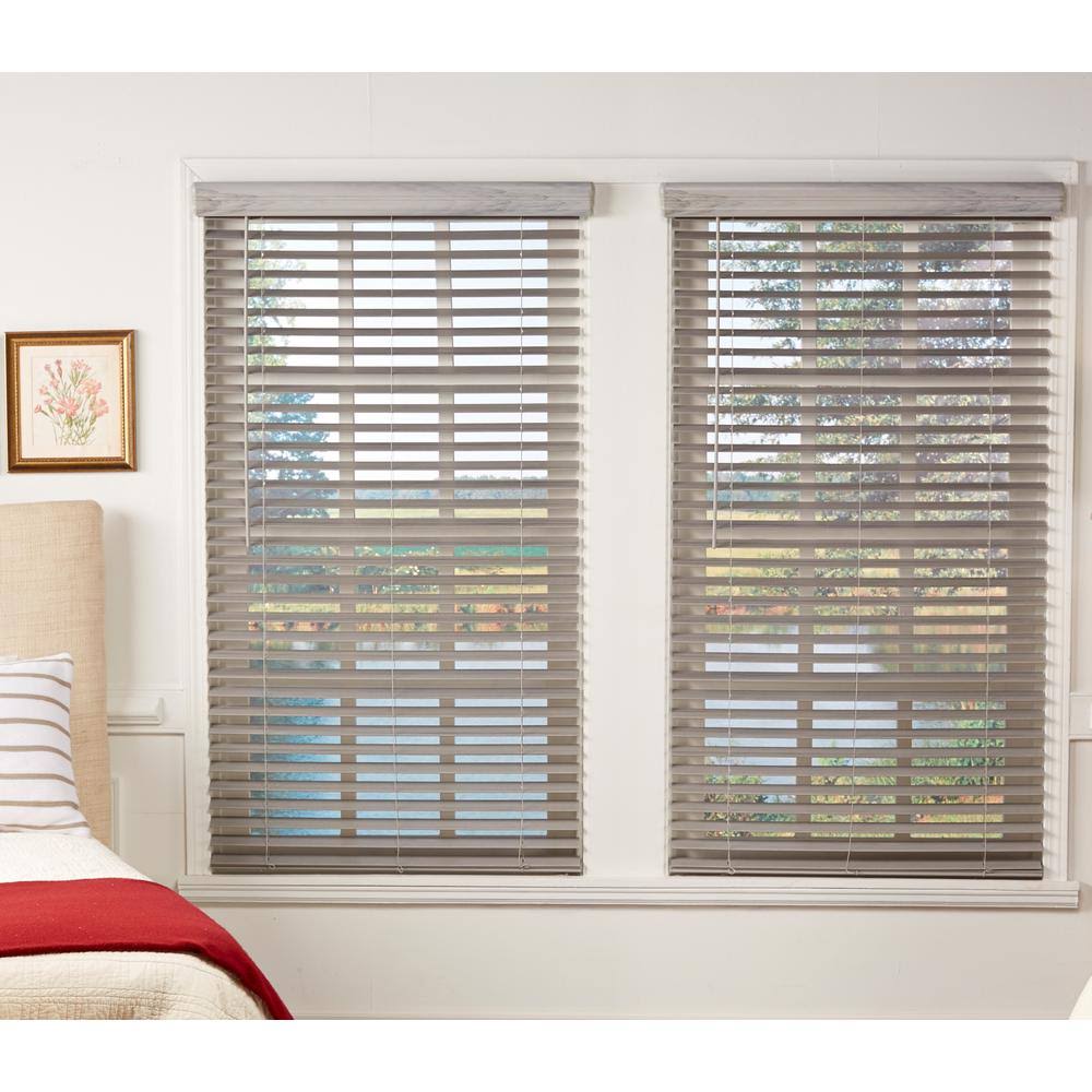 Room Darkening Cordless Faux Wood Blind 58 in. W x 64 in. L R279006