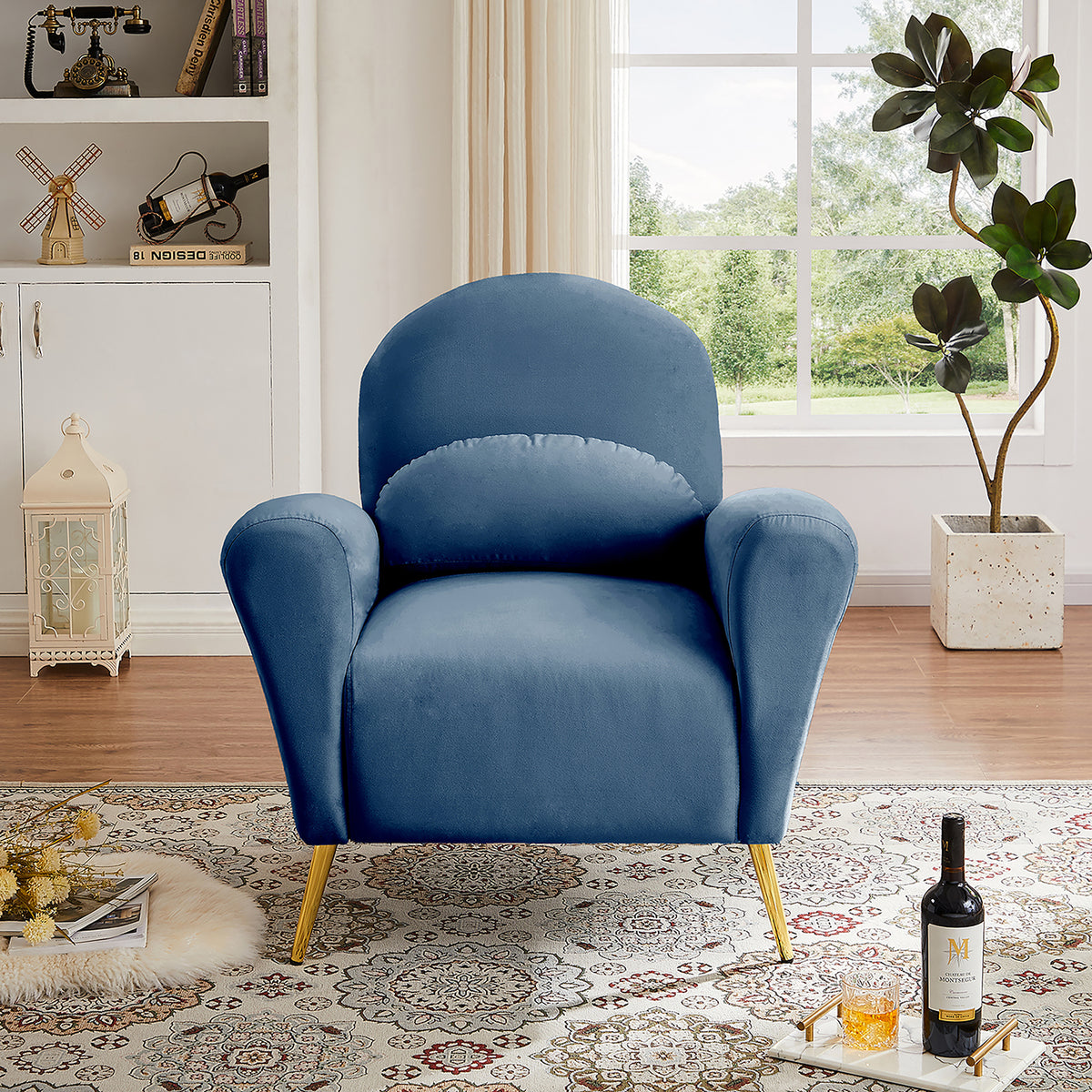 Blue Upholstered Armless Chair J474321