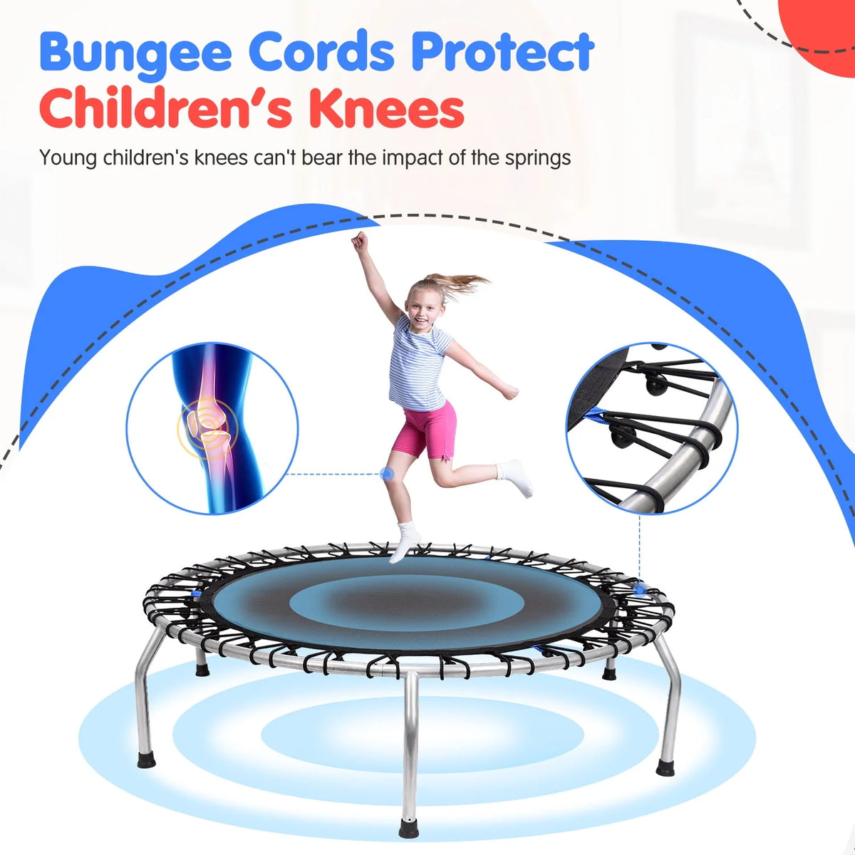 66 Kids Trampoline with Basketball Hoop and Safety Enclosure Net T44190