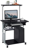 Black 3 Tier Computer Desk with Printer Shelf and Keyboard Tray I78109