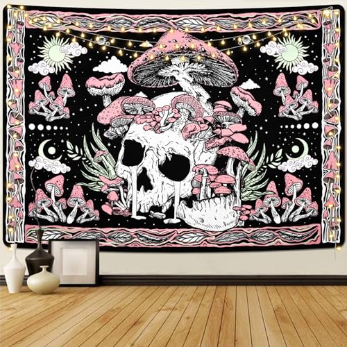 Purple Mushroom Skull Wall Tapestry R6415