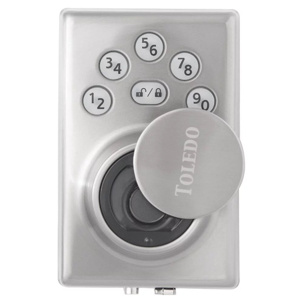 Electronic Biometric Deadbolt Lock in Satin Stainless Steel P172298