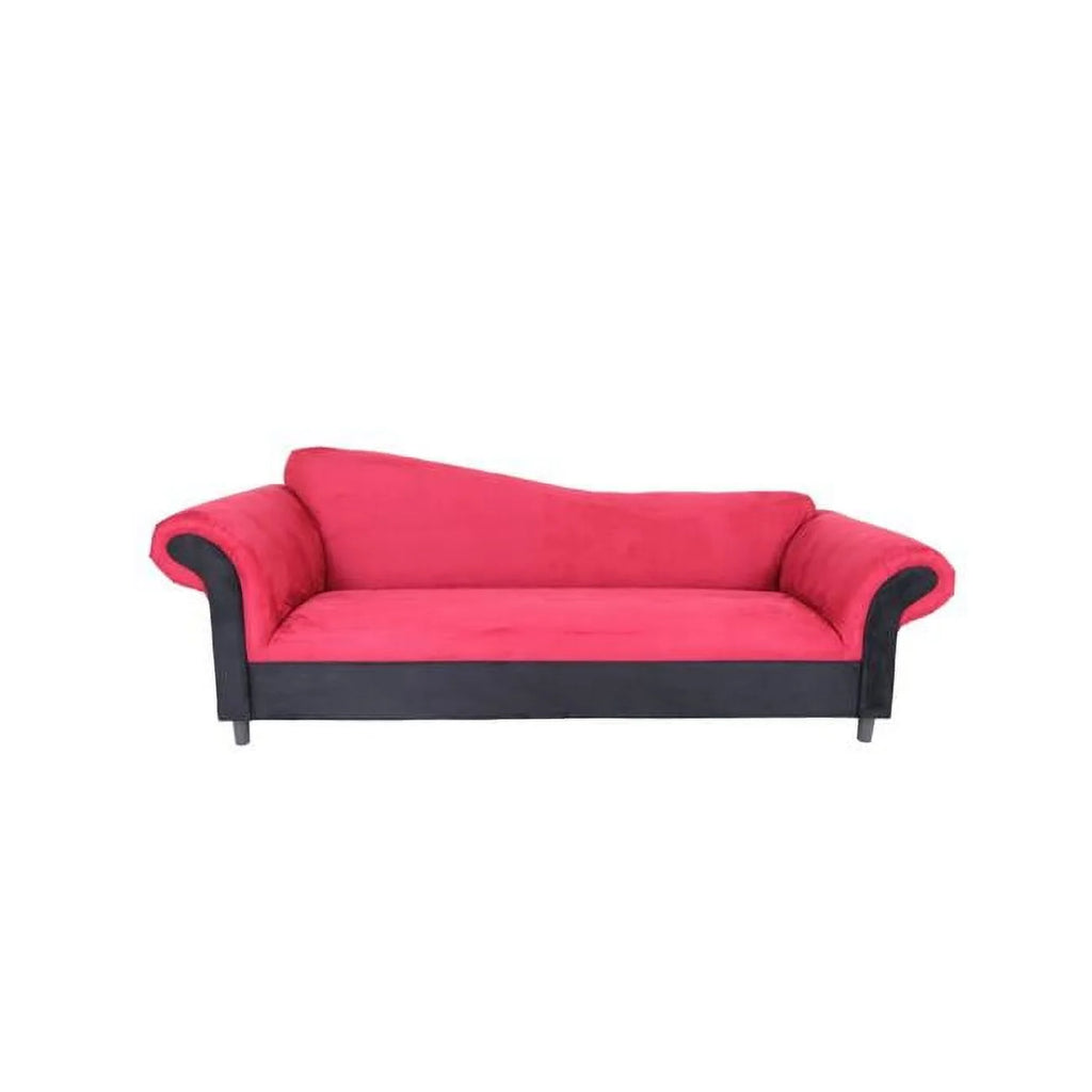 Red Velvet & Black Settee Sofa X411