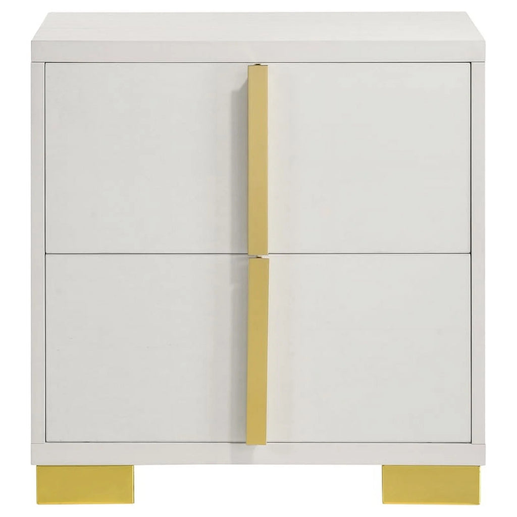 4-piece Contemporary Wood Full Bedroom Set White and Gold W127248