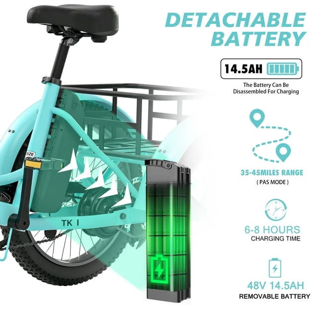 Electric Folding Tricycle with 500W Motor, 48v 14.5Ah Battery, 20*3in Fat Tires Y988
