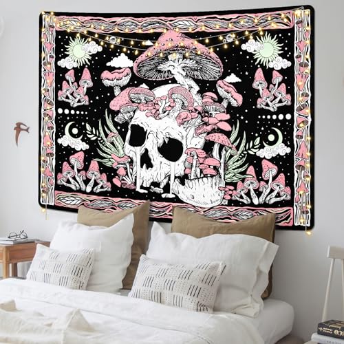Purple Mushroom Skull Wall Tapestry R6415