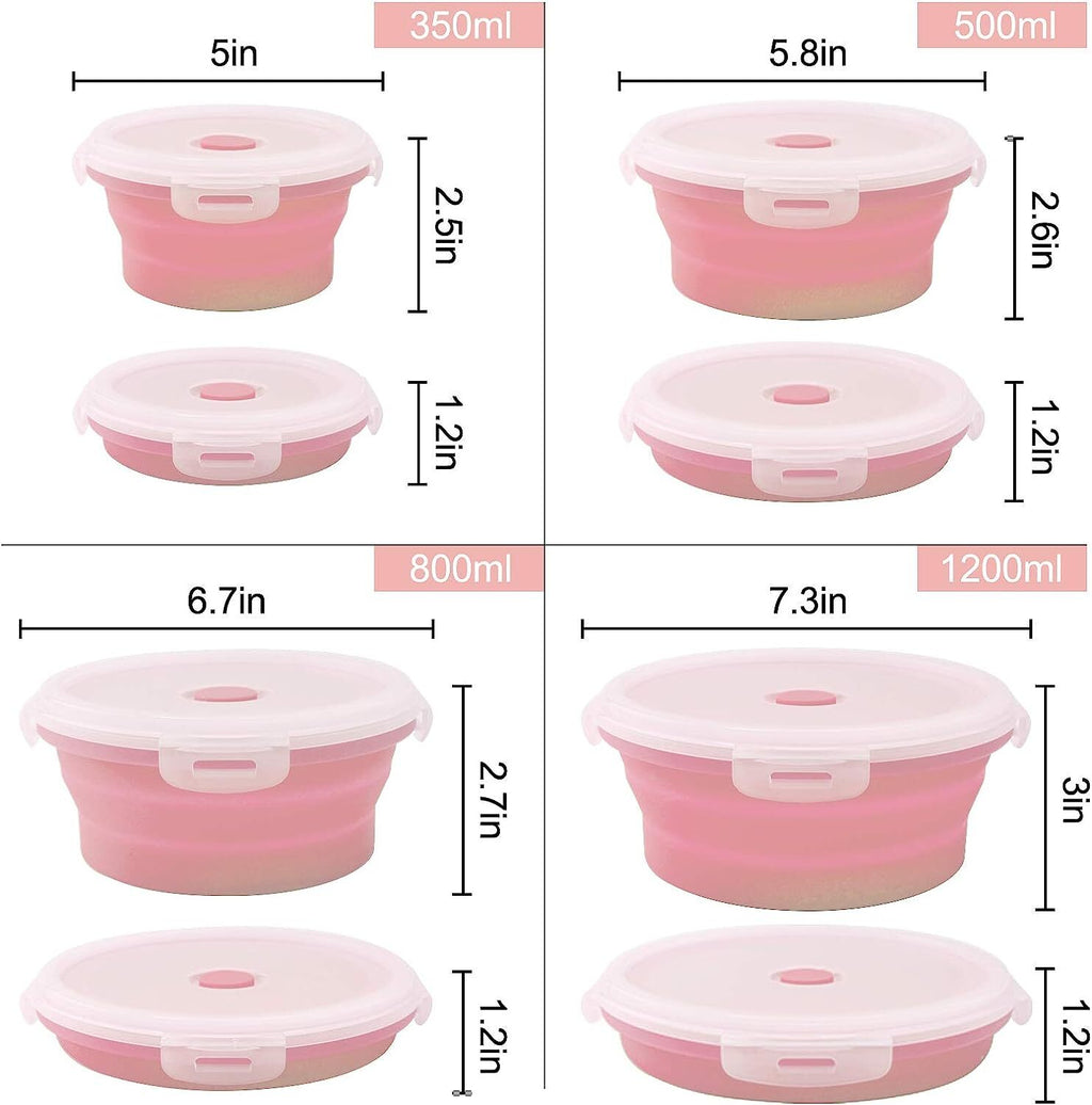 Pink Silicone Collapsible Food Storage Containers, Set of 4 H91728