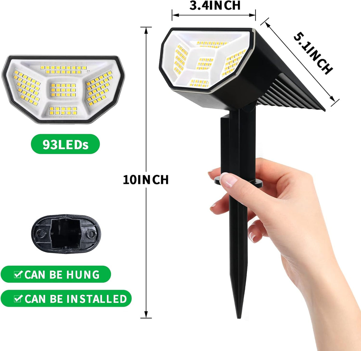 4 Pack Solar Spot Lights Outdoor Waterproof 3000K Warm Light G123264
