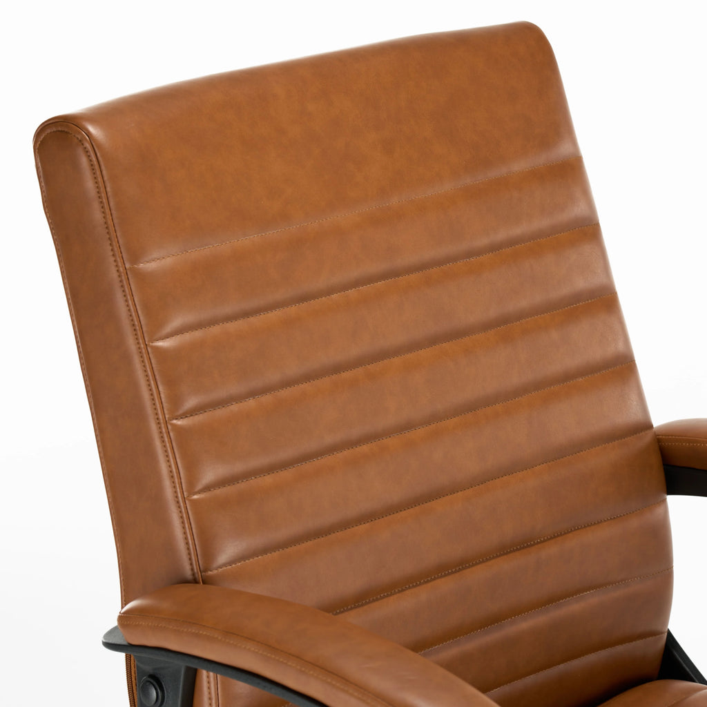 Cognac Bonded Leather Ergonomic Desk Chair N661045