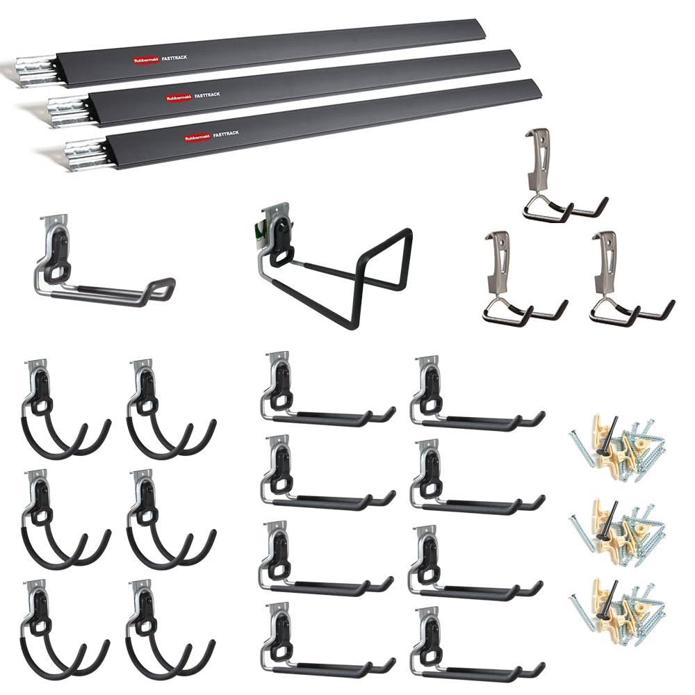 25-Piece Garage Storage Hang Rail and Hooks Bundle V20264