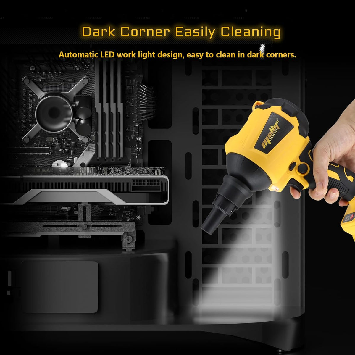 Cordless Air Pump Air Duster for Dewalt 20V Battery, Handheld Brushless Compressed Air Mattress Pump Air Blower with 3 Speeds & 7 Nozzles M415