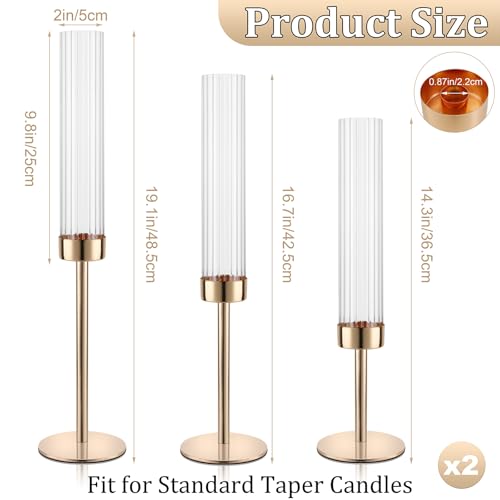 Black Glass Taper Candlestick Holders Set of 6 Q735328