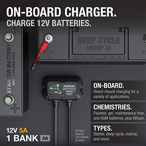 1-Bank 5A 12V Waterproof Marine Battery Charger K38205
