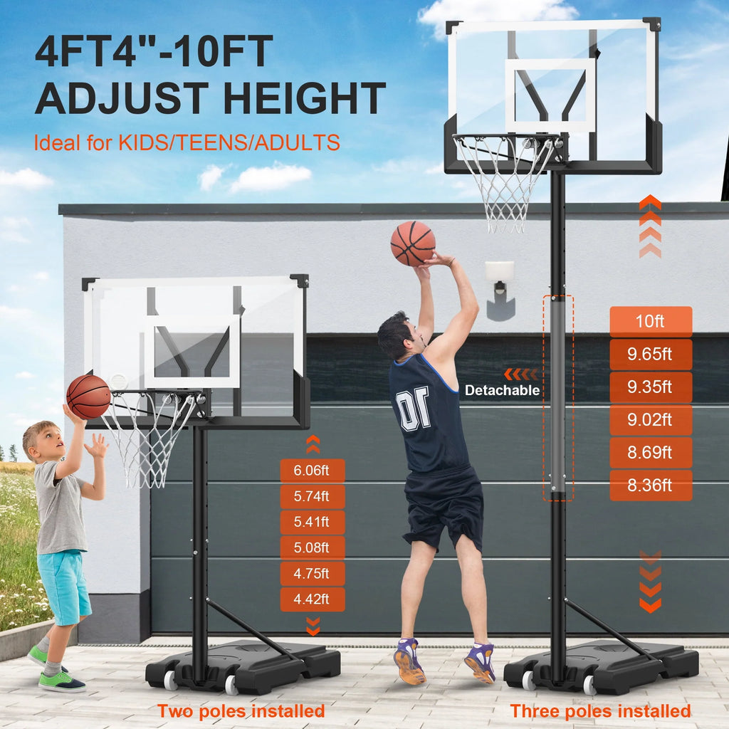 Portable Basketball Hoop with Wheels Height Adjustable E1998