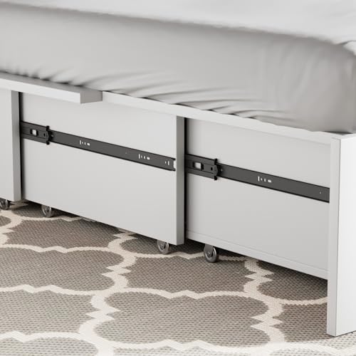 Grey Queen Murphy Bed with Foldable Mattress and Storage Drawer Z48007