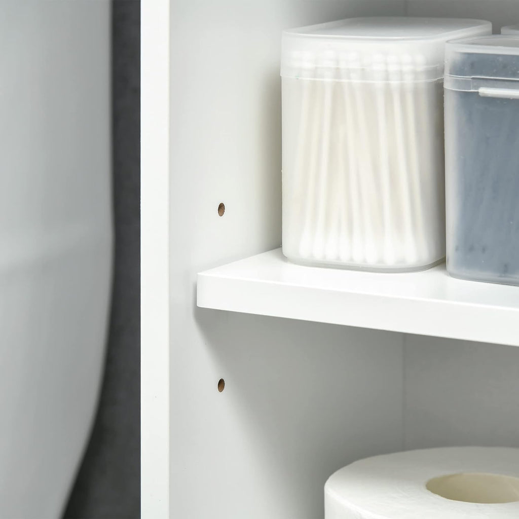 White Freestanding Over The Toilet Bathroom Cabinet with Adjustable Shelves K873