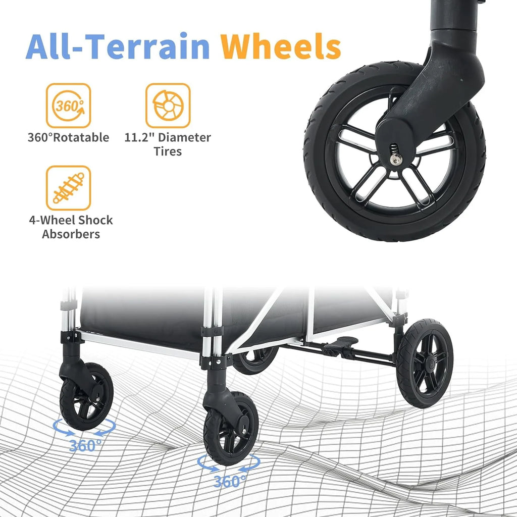 4 Kids Foldable Stroller Wagon with Canopy V16802