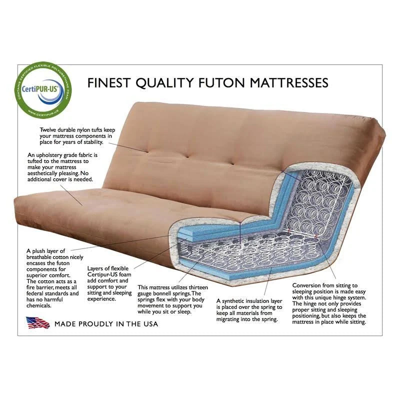 Antique White Full Futon with Mattress & Storage Drawers I4186
